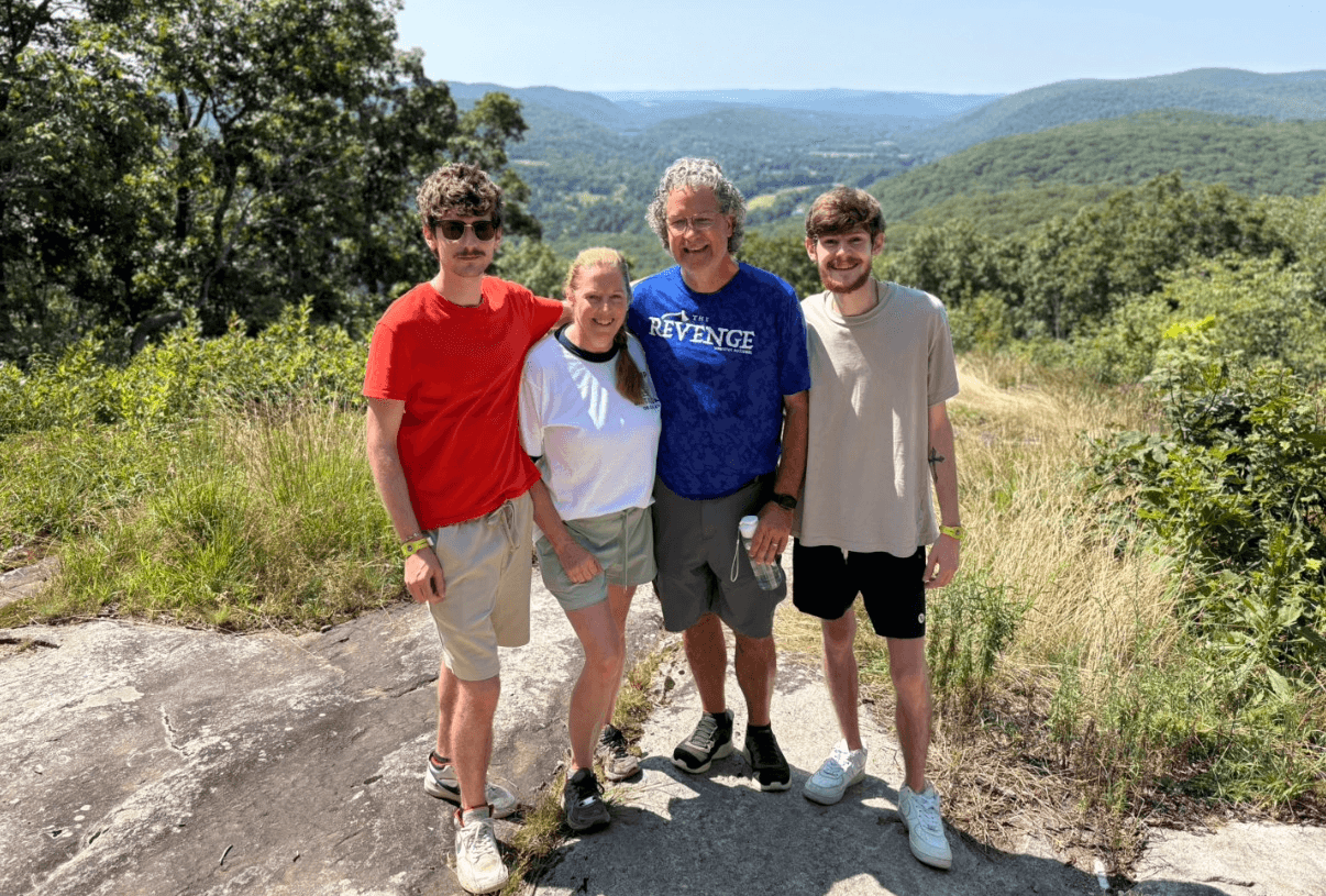 Family hiking in the mountains
